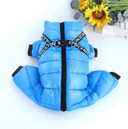 Cross-border wholesale dog new winter warm cotton clothes plus velvet thickened pet coat dog four-legged cotton clothes