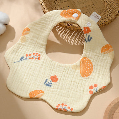 Baby bib 6-layer pure cotton gauze petal bib saliva towel newborn a type triangle towel anti-spitting bib