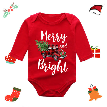 Christmas red elk baby newborn onesie long sleeve romper wrap clothes Christmas