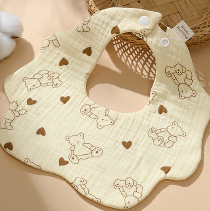 Baby bib 6-layer pure cotton gauze petal bib saliva towel newborn a type triangle towel anti-spitting bib