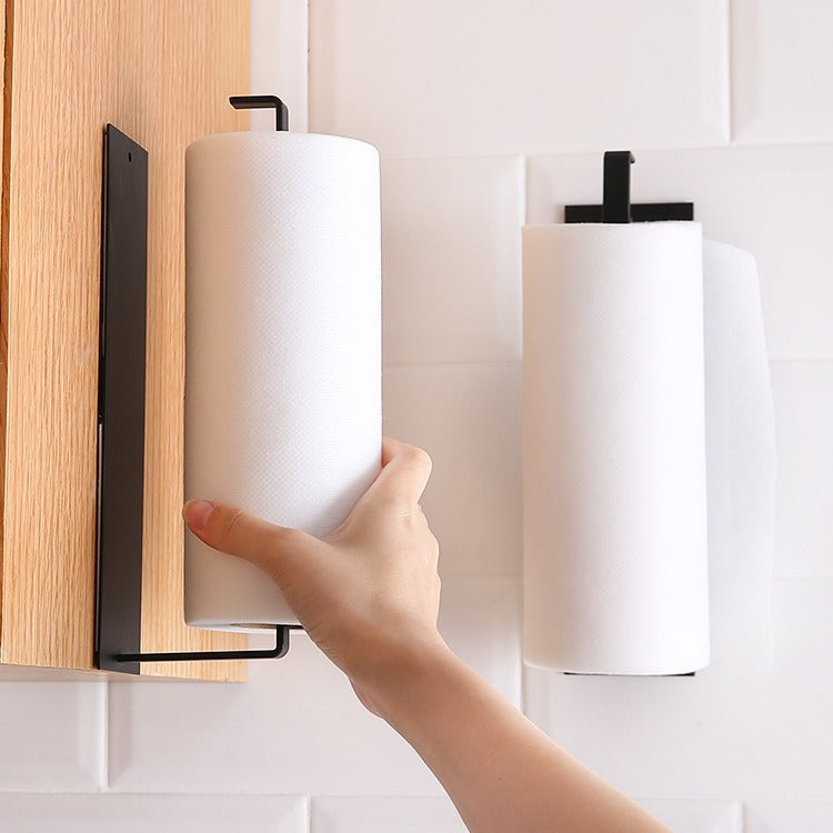 Kitchen punch-free paper towel holder stainless steel household toilet roll holder hanger wall-mounted storage rack