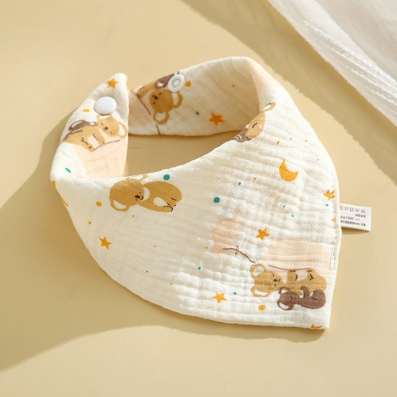 Baby bib 6-layer pure cotton gauze petal bib saliva towel newborn a type triangle towel anti-spitting bib