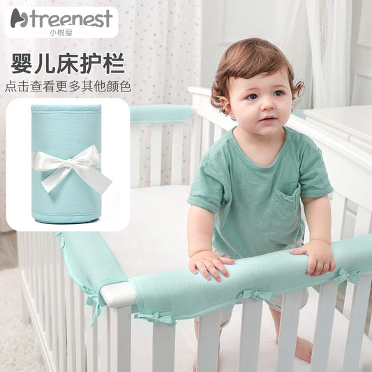 2024ins baby guardrail soft bag children's anti-collision solid color bubble velvet material split bed surround