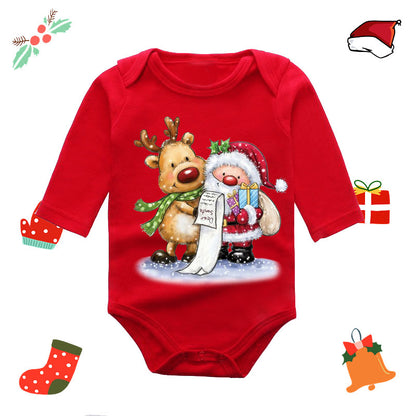 Christmas red elk baby newborn onesie long sleeve romper wrap clothes Christmas