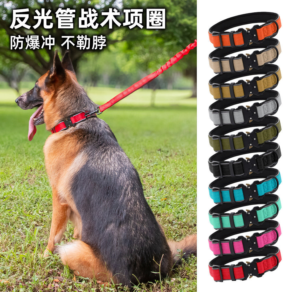 Cross-border outdoor tactical dog collar reflective adjustable dog collar large, medium and small Potala pet collar