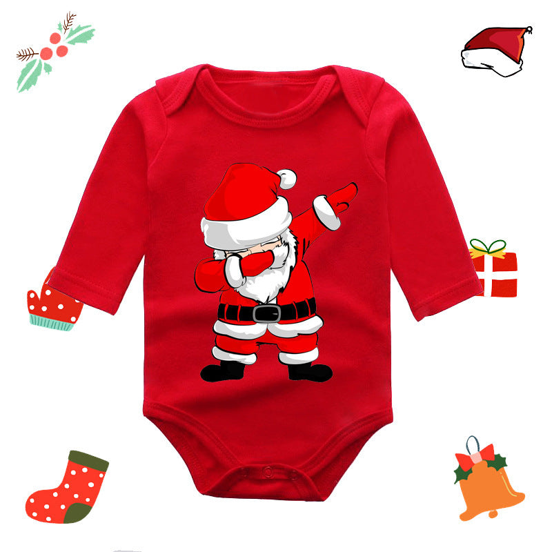 Christmas red elk baby newborn onesie long sleeve romper wrap clothes Christmas