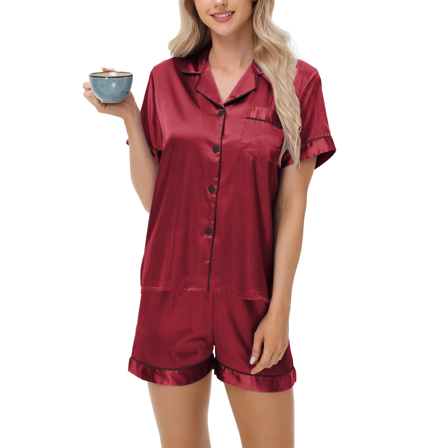 Cross-border e-commerce exclusively for Amazon AliExpress Ice Silk Pajamas Women's Long and Short Sleeve Satin Large Size Pajamas Home Clothes