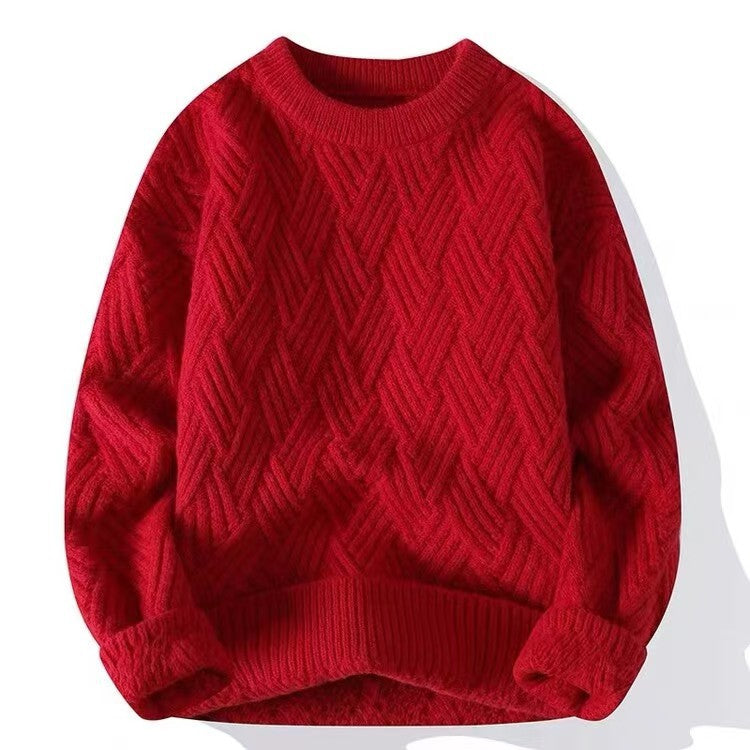 Thickened twisted new sweater men's winter versatile base shirt autumn and winter warm clothes knitted sweater winter sweater