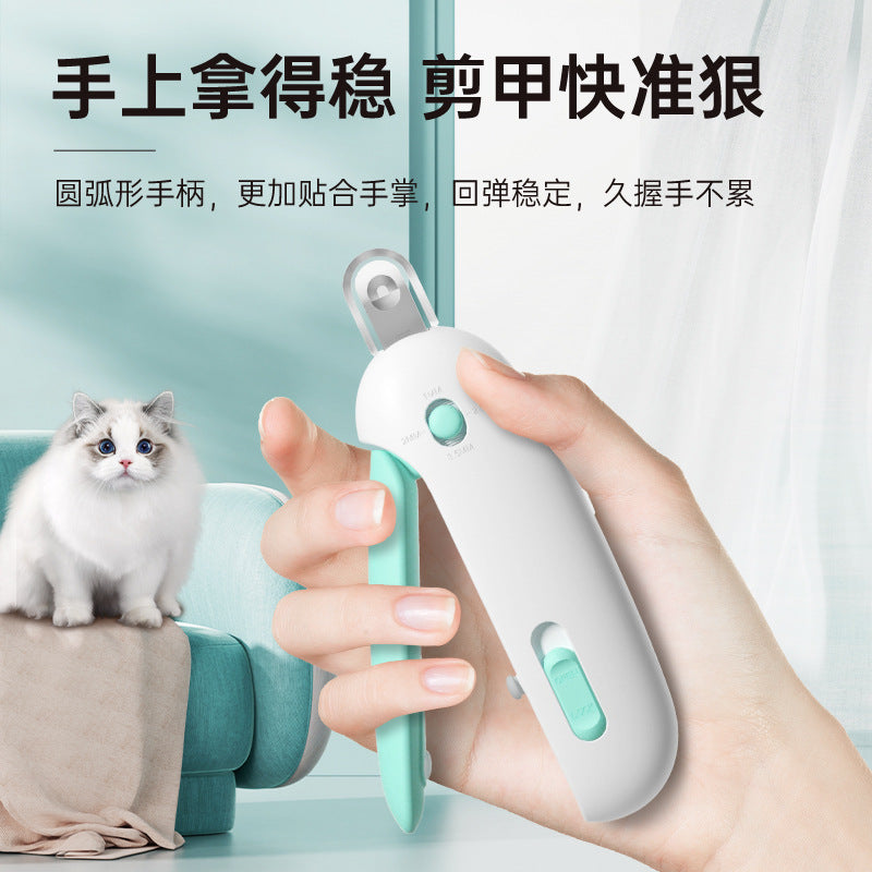 Pet nail clippers cat nail clippers dog nail clippers grooming nail grinder LED light anti-blood nail clippers set