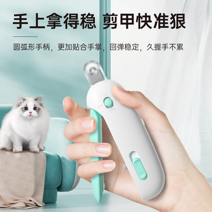 Pet nail clippers cat nail clippers dog nail clippers grooming nail grinder LED light anti-blood nail clippers set