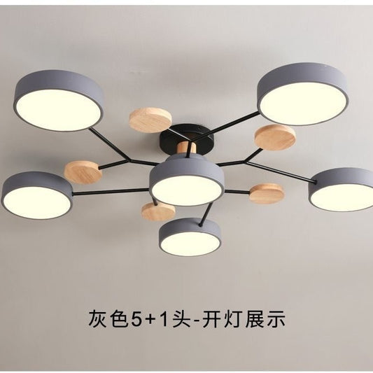 New Chinese style macaron ceiling lamp living room simple modern home atmosphere multi-head restaurant bedroom ceiling lamp