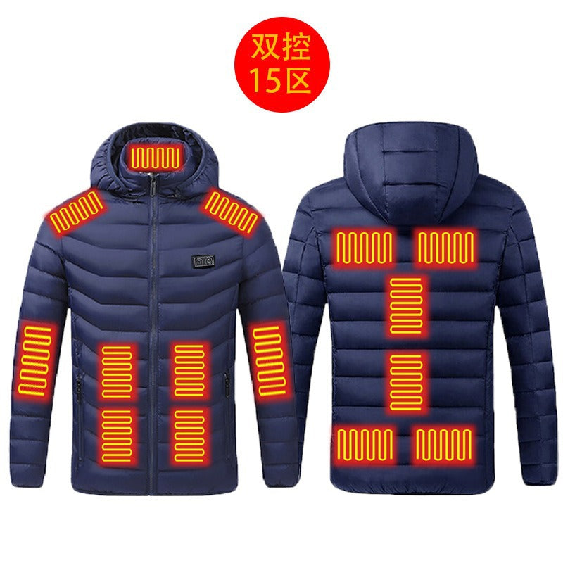 New hot-selling cross-border winter heating cotton clothes, smart constant temperature cold-proof electric heating clothes, USB heating cotton clothes