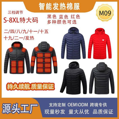 New hot-selling cross-border winter heating cotton clothes, smart constant temperature cold-proof electric heating clothes, USB heating cotton clothes