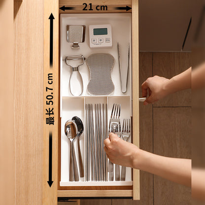 Drawer storage box household kitchen retractable tableware chopsticks spoon divider box multi-function compartment storage box