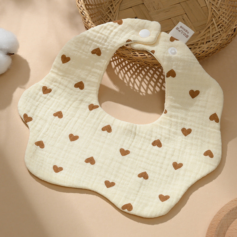 Baby bib 6-layer pure cotton gauze petal bib saliva towel newborn a type triangle towel anti-spitting bib