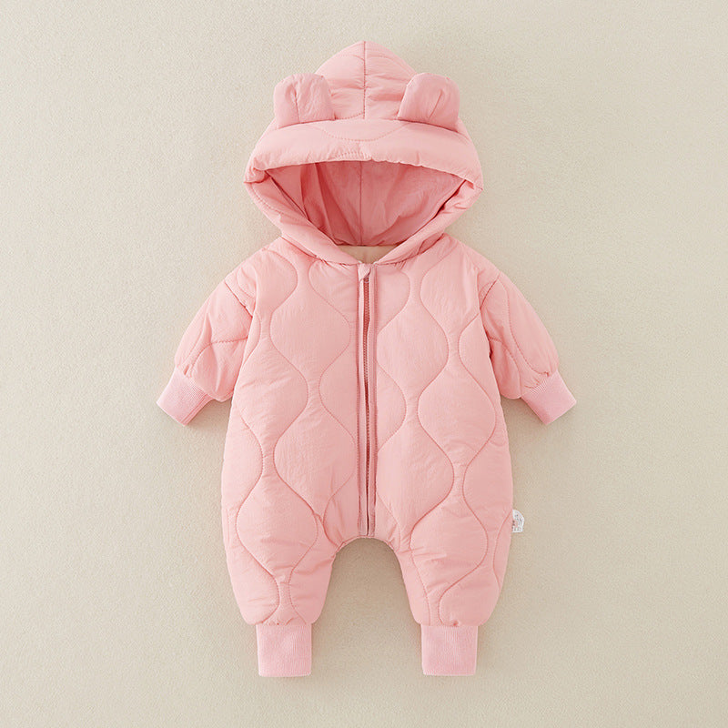 Newborn baby clothes boys and girls autumn and winter clothes cotton jumpsuit winter style plus velvet toddler outdoor romper crawling clothes