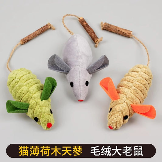 Catnip plush toy pet cat teeth chewing wood Tianjiao small mouse kitten boredom toy