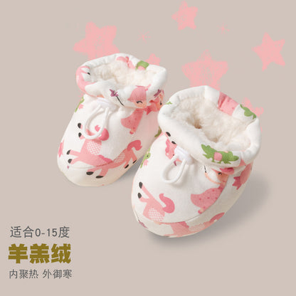 Winter newborn baby shoes soft sole toddler warm shoes 0-6-12 months socks shoes autumn and winter plus velvet cotton shoes front shoes