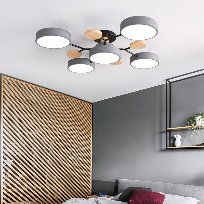 New Chinese style macaron ceiling lamp living room simple modern home atmosphere multi-head restaurant bedroom ceiling lamp