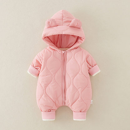 Newborn baby clothes boys and girls autumn and winter clothes cotton jumpsuit winter style plus velvet toddler outdoor romper crawling clothes