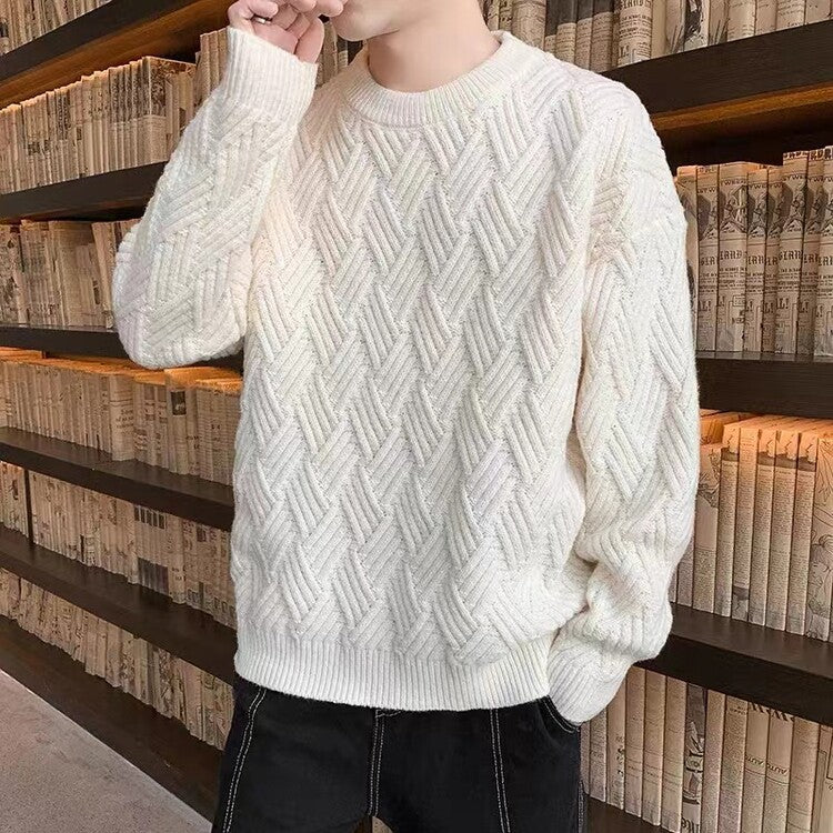 Thickened twisted new sweater men's winter versatile base shirt autumn and winter warm clothes knitted sweater winter sweater