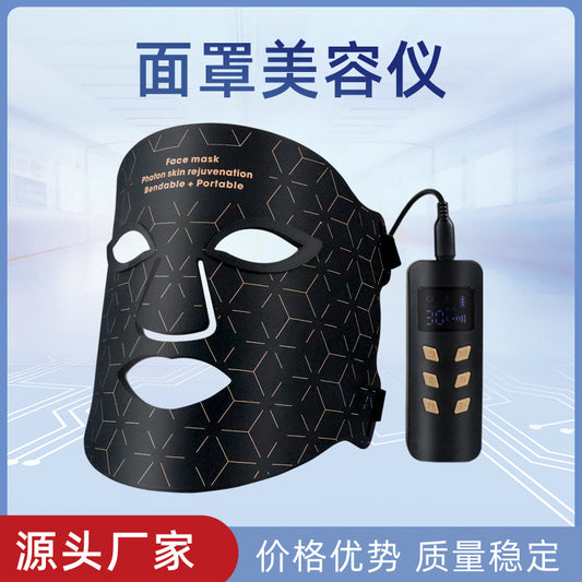 Red light beauty mask with neck beauty instrument skin rejuvenation color light silicone LED spectrum large row of lights electronic mask instrument