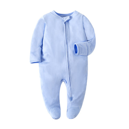 Wholesale baby jumpsuit long sleeve zipper bodysuit with hands crawling clothes romper summer pajamas new style children's clothing